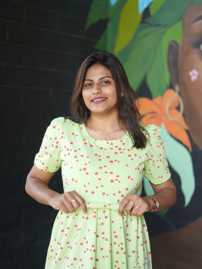 Green Floral | Zipless Maternity Maxi | Full Length