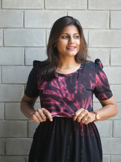 Black Tie & Dye | Zipless Maternity Maxi | Calf Length