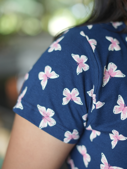 Blue Butterfly | Zipless Maternity Maxi | Full Length | Normal Sleeve