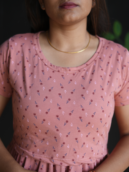 Peach Tulip | Zipless Maternity Maxi | Full Length