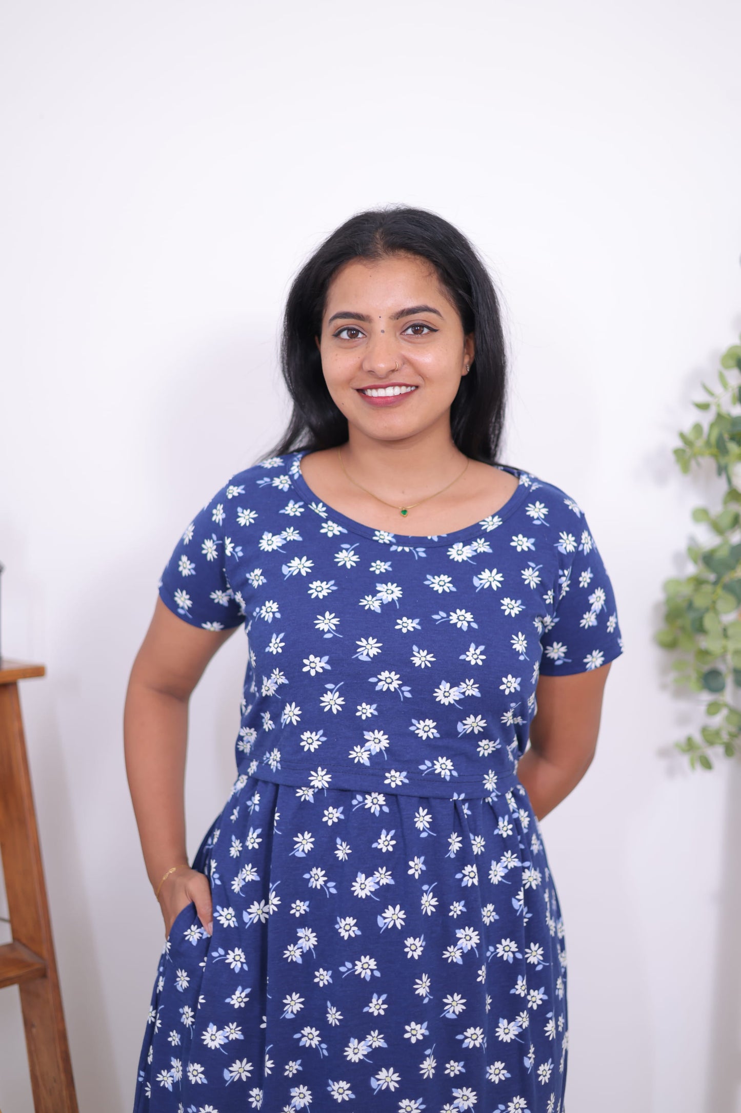Blue Blossom | ZIPLESS Maternity MAXI | CALF LENGTH