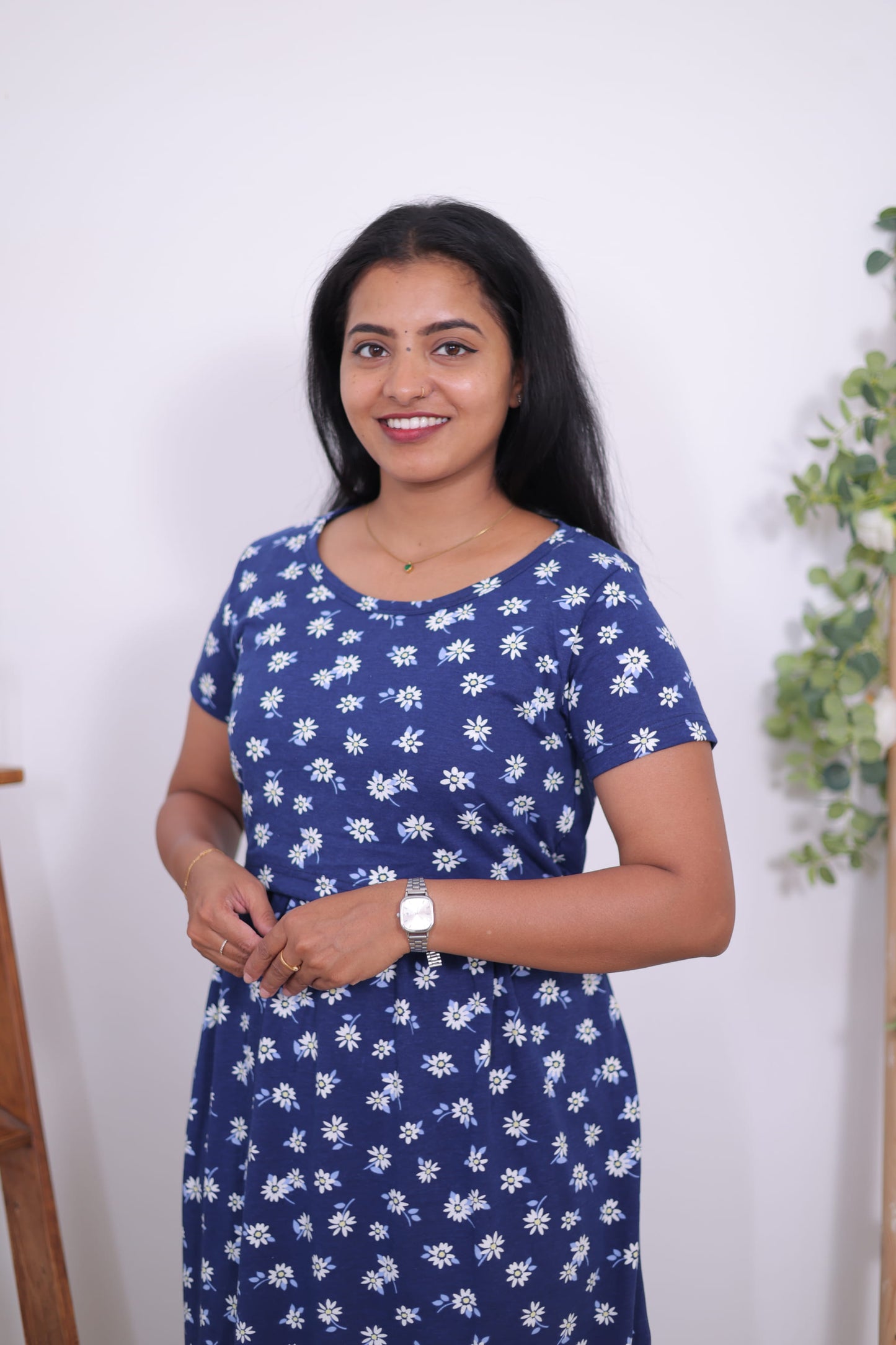Blue Blossom | ZIPLESS Maternity MAXI | CALF LENGTH