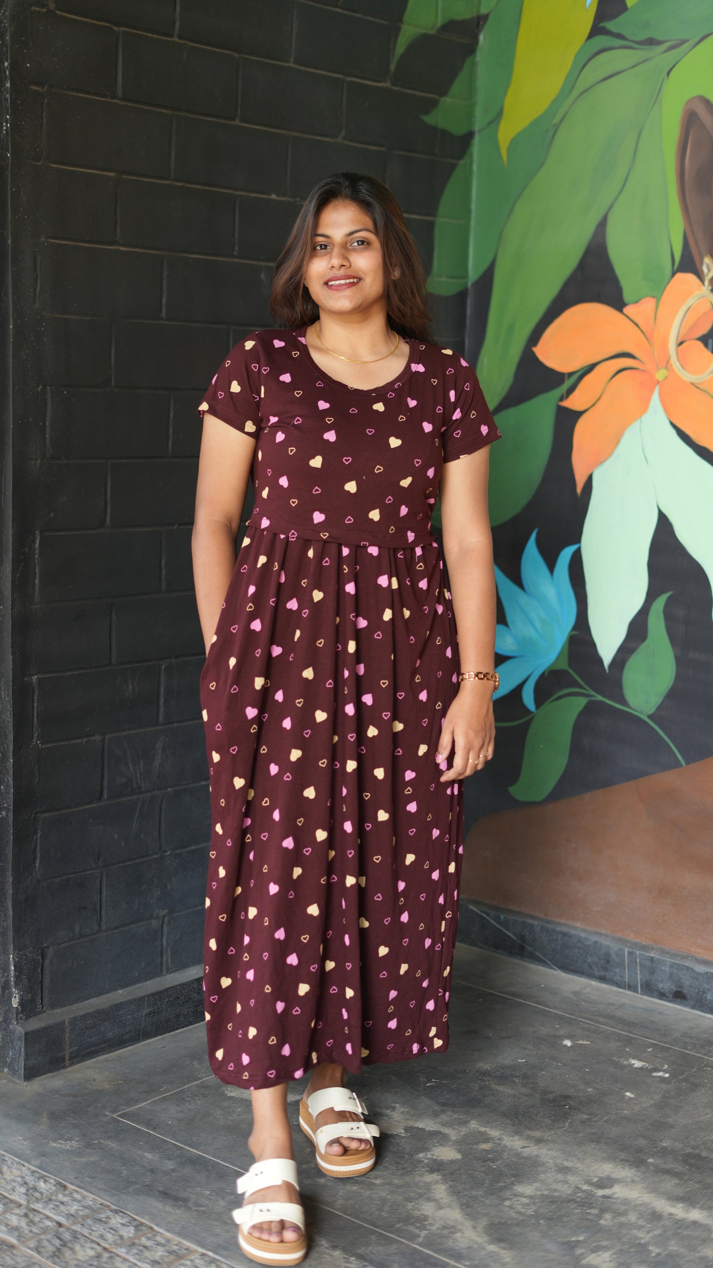 Maroon Heart | Zipless Maternity Maxi | Full Length