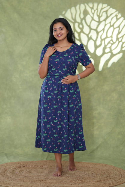 Floral Lace Blossom | Zipless Maternity Maxi | Calf Length