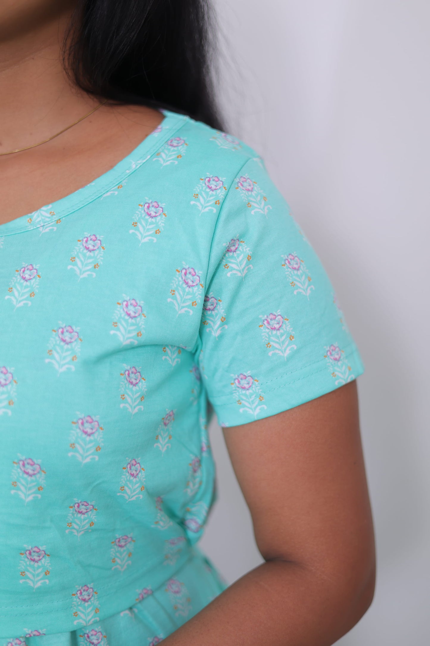 Floral blue | Zipless Maternity Maxi | Full Length