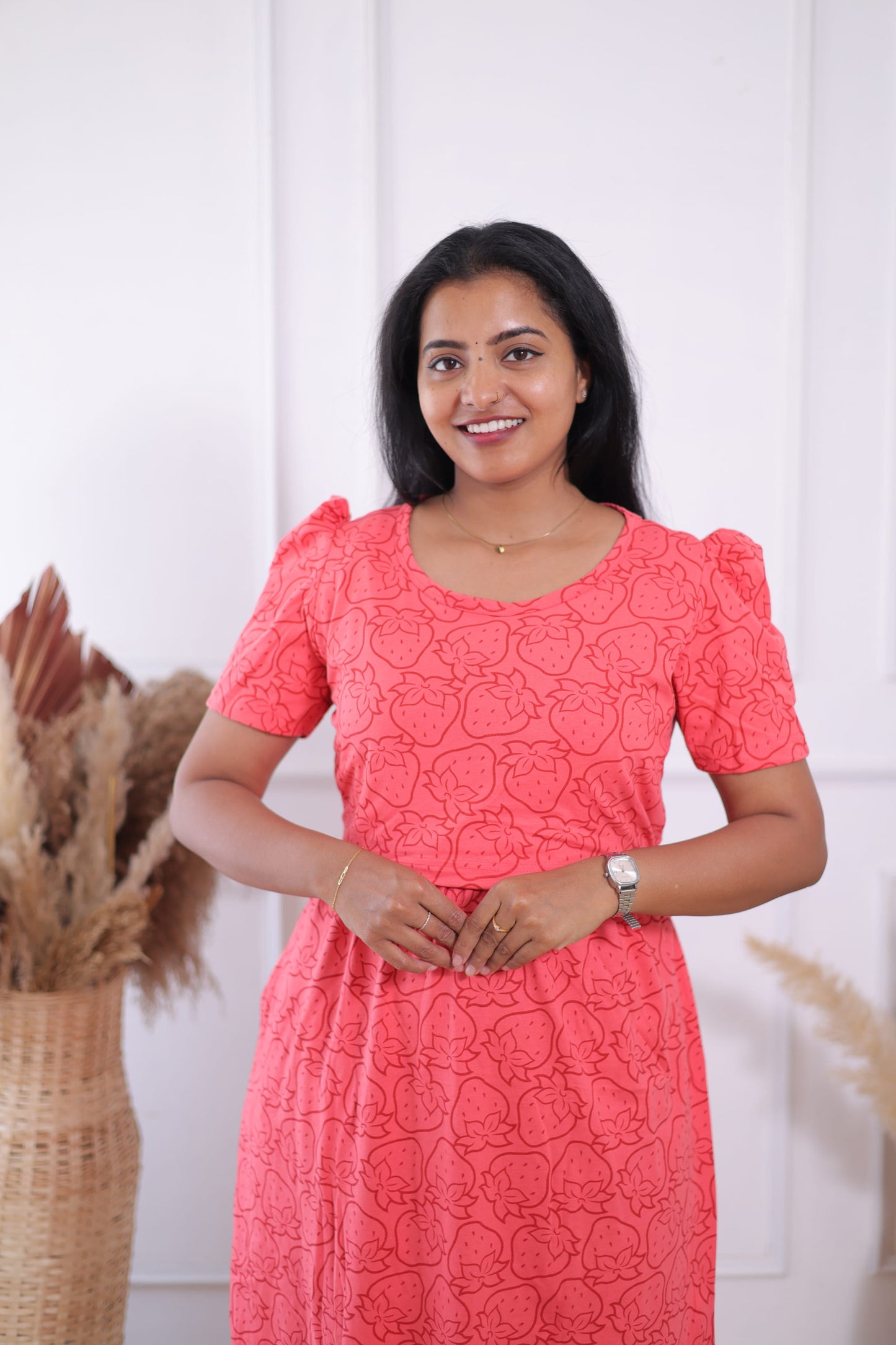Strawberry | Zipless Maternity  Maxi | Calf Length