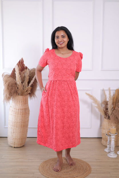 Strawberry | Zipless Maternity  Maxi | Calf Length