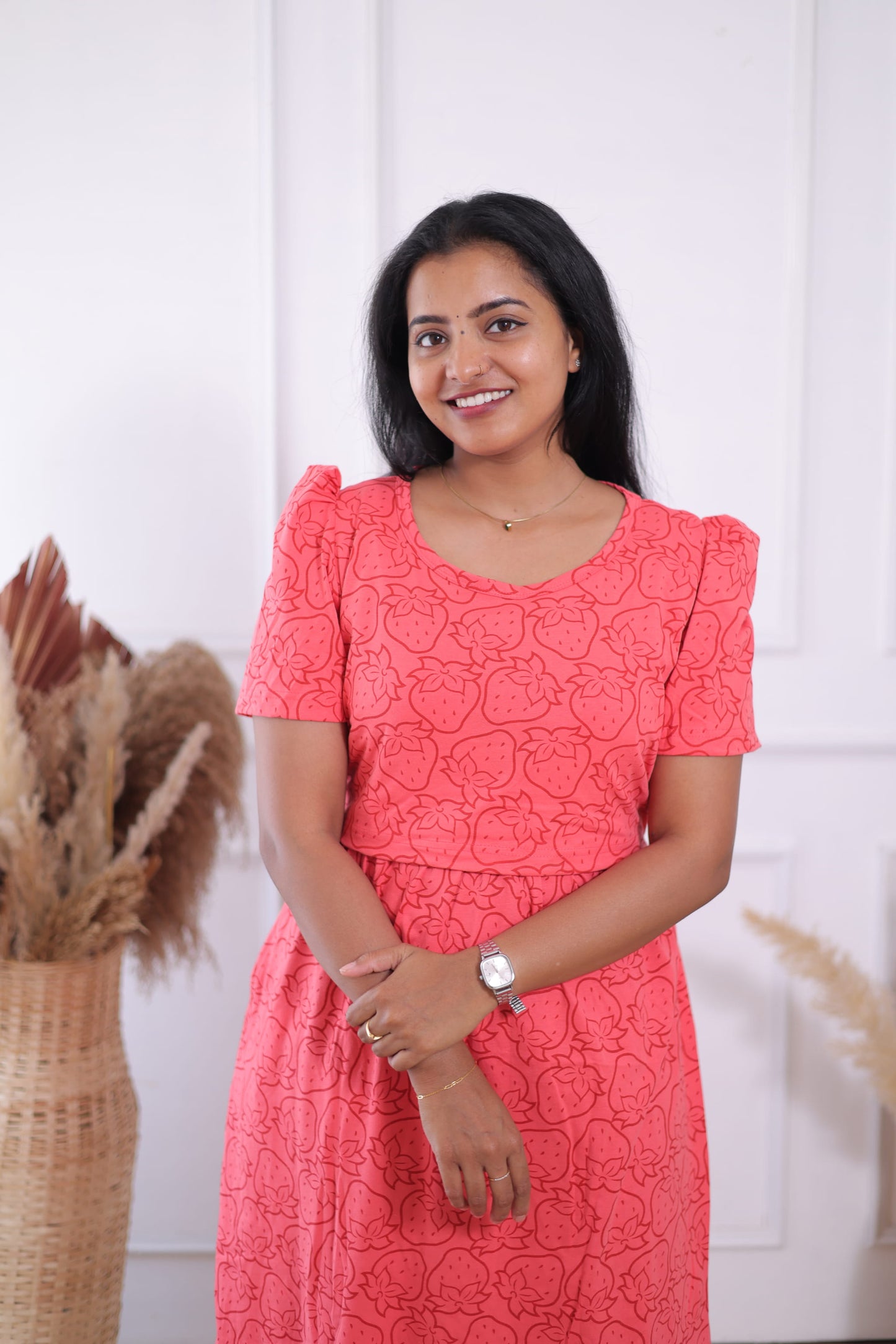 Strawberry | Zipless Maternity  Maxi | Calf Length