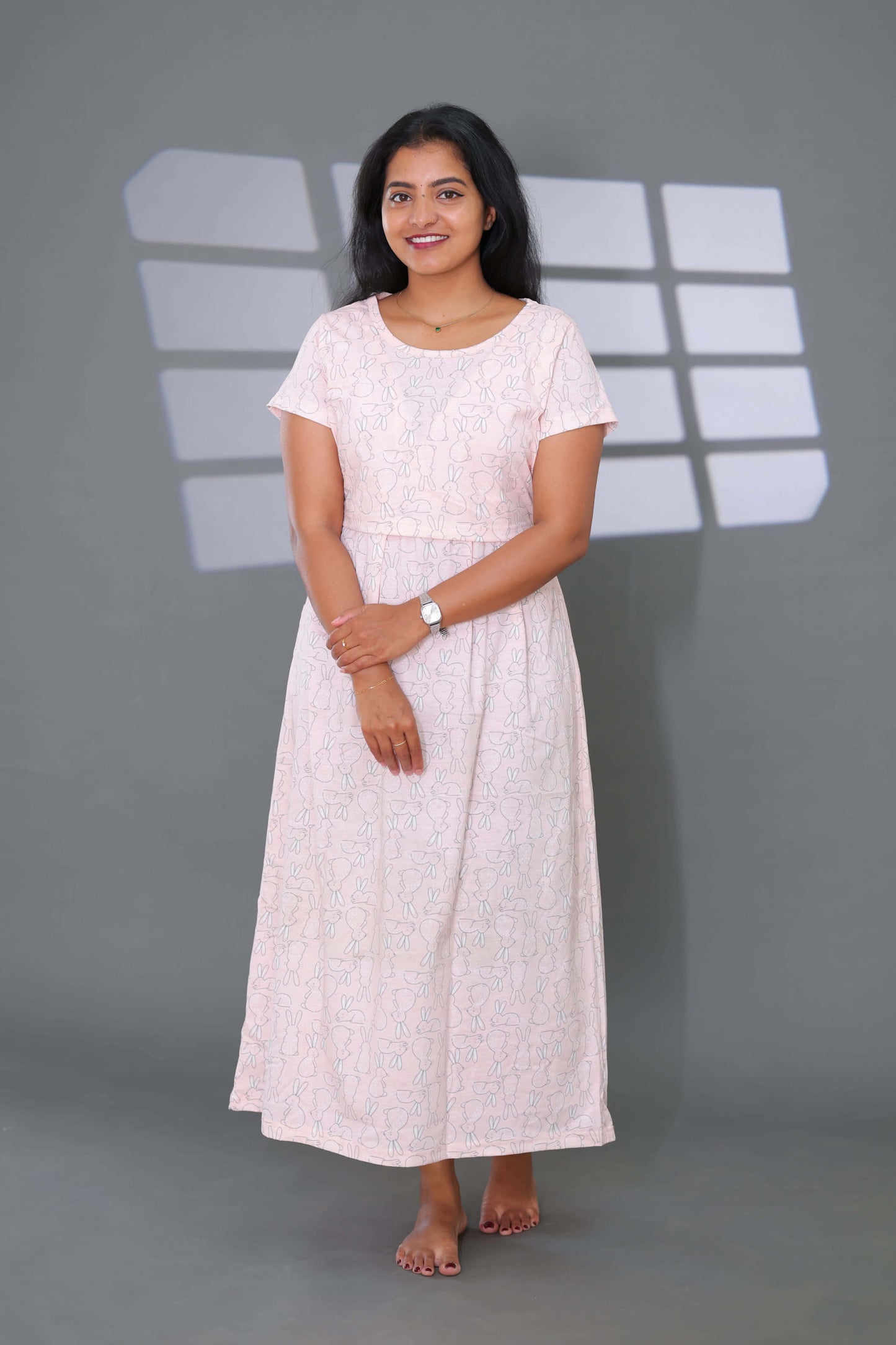 Pink Bunny | Zipless Maternity Maxi |Full Length