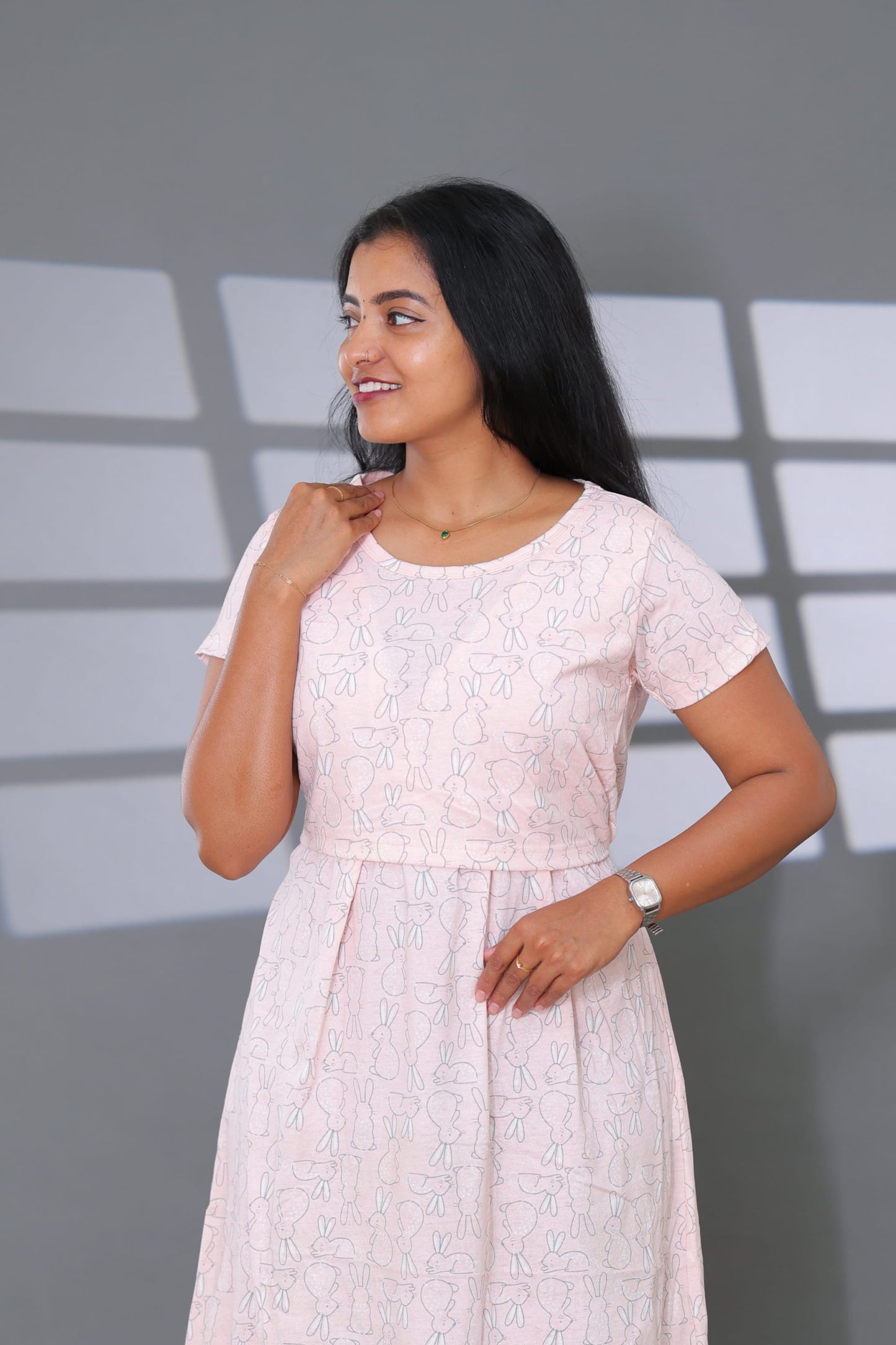 Pink Bunny | Zipless Maternity Maxi |Full Length