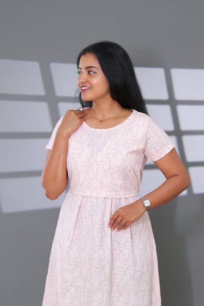 Pink Bunny | Zipless Maternity Maxi |Full Length