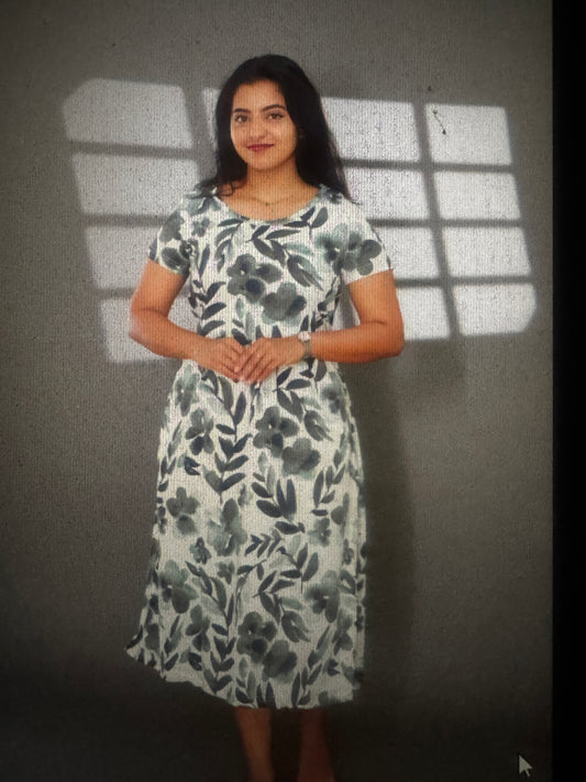 Greeny Grey | Zipless Maternity Maxi |Calf Length