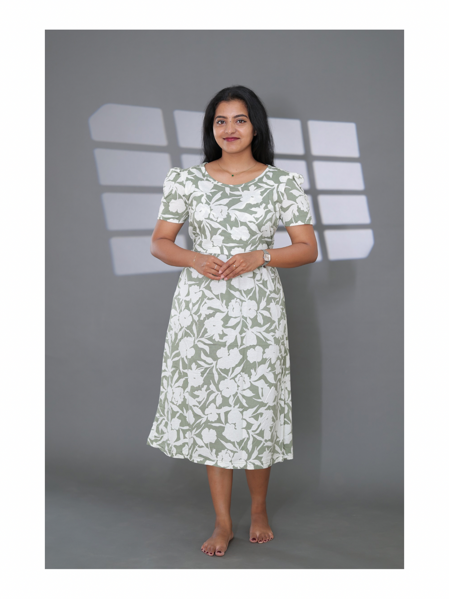 Olive Petal | Zipless Maternity  Maxi | Calf Length