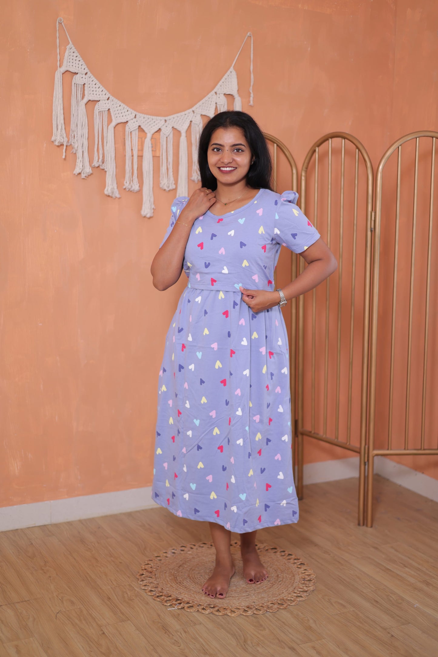 Little Hearts |  Zipless Maternity Maxi | Calf Length