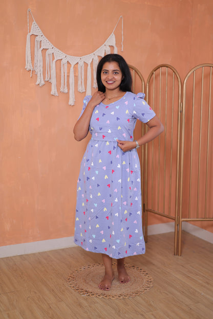 Little Hearts |  Zipless Maternity Maxi | Calf Length