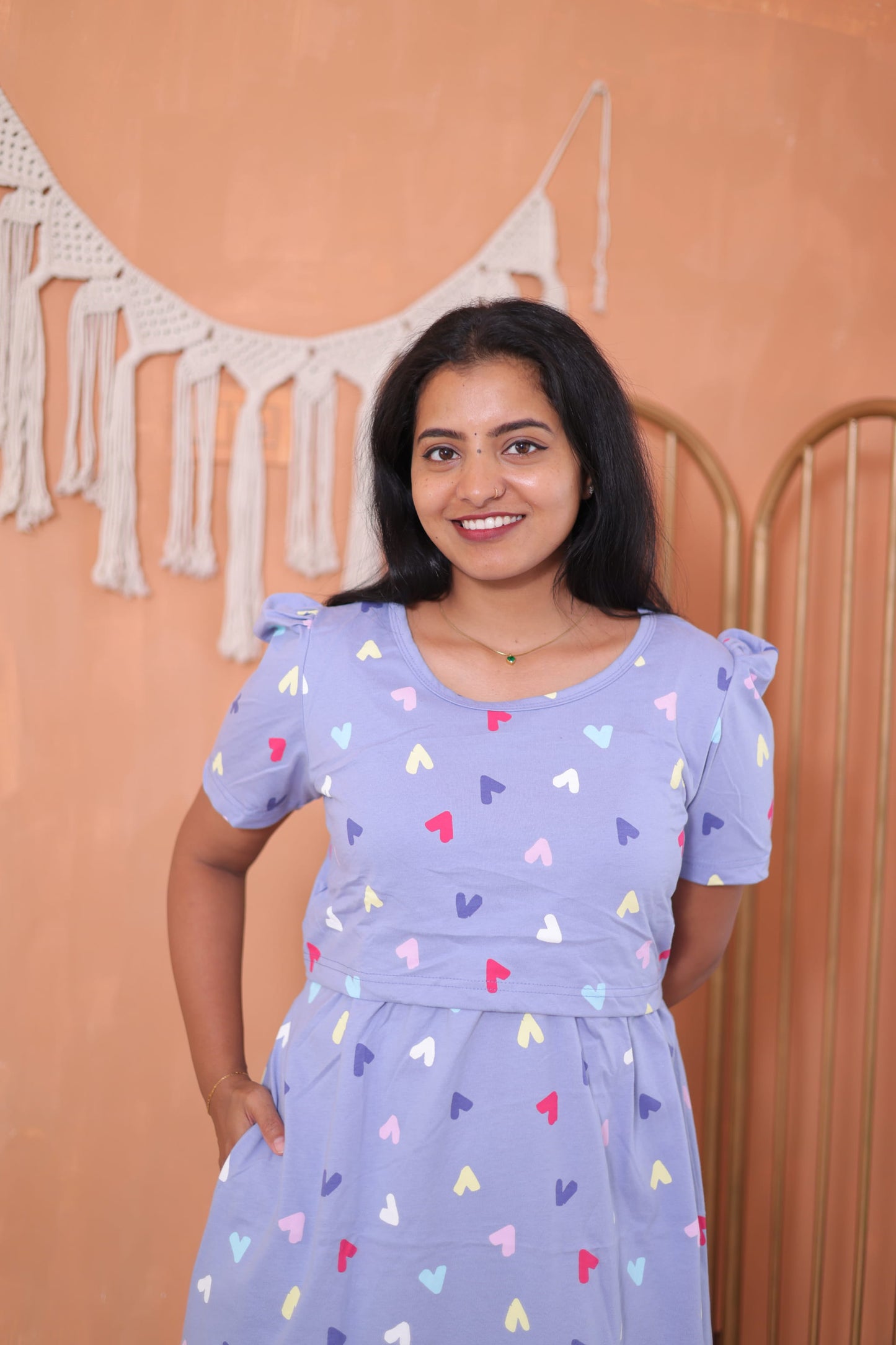 Little Hearts |  Zipless Maternity Maxi | Calf Length