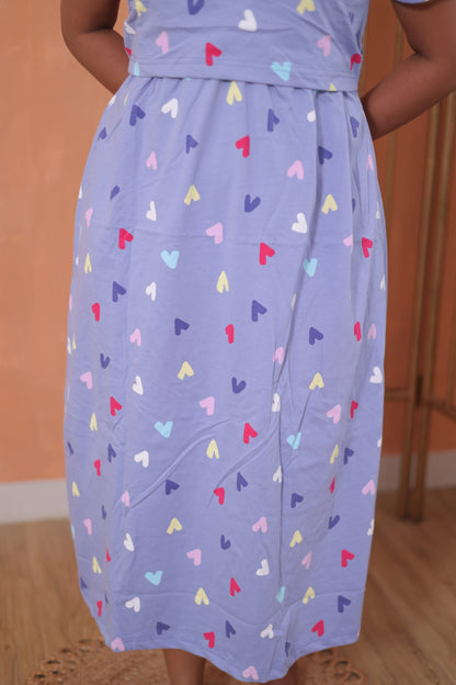 Little Hearts |  Zipless Maternity Maxi | Calf Length