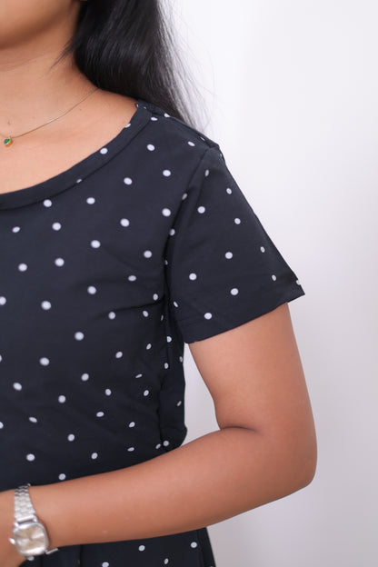 Midnight Polka | ZIPLESS MATERNITY MAXI | CALF LENGTH