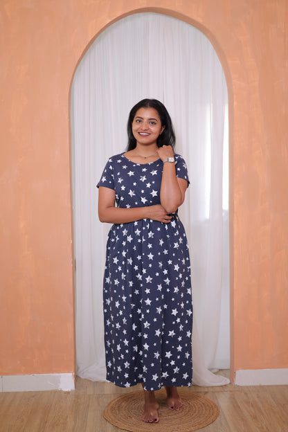 Blue Star | Zipless Maternity Maxi | Full Length