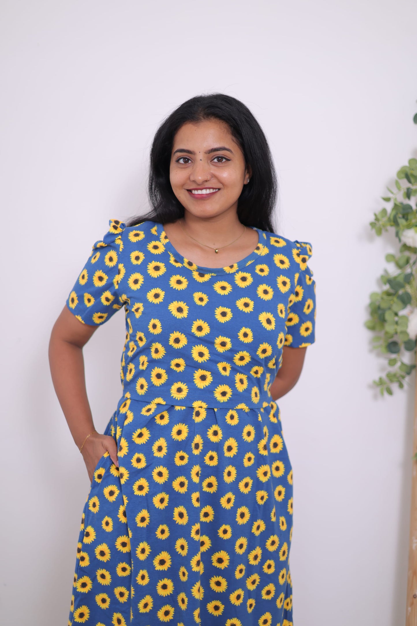Sun Flower| Zipless Maternity Maxi | Calf Length