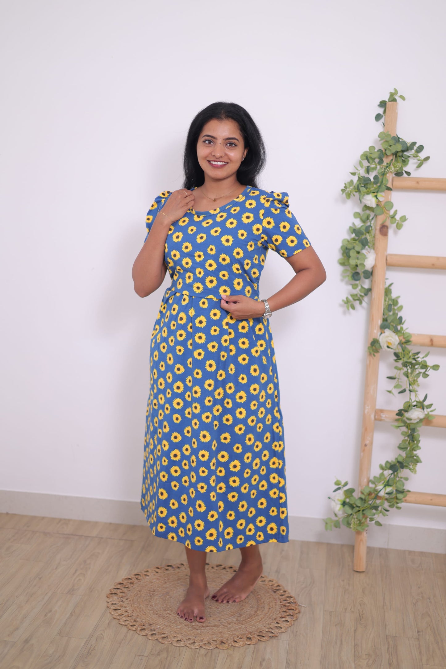 Sun Flower| Zipless Maternity Maxi | Calf Length