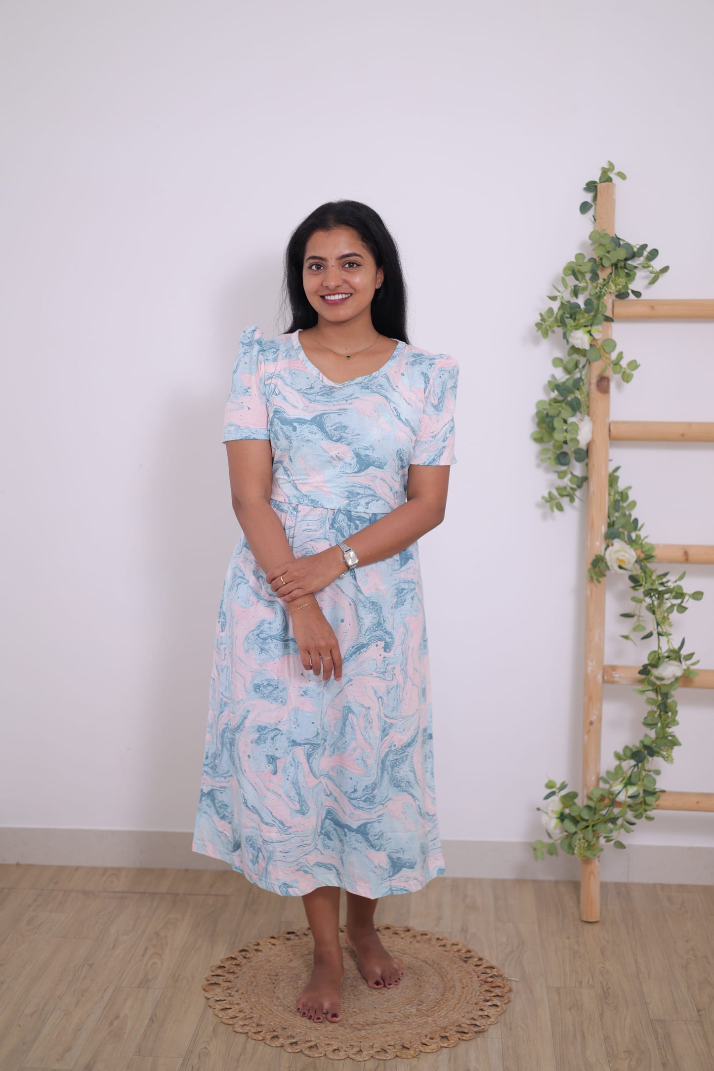 Ocean Swirl | Zipless  Maternity Maxi | Calf Length