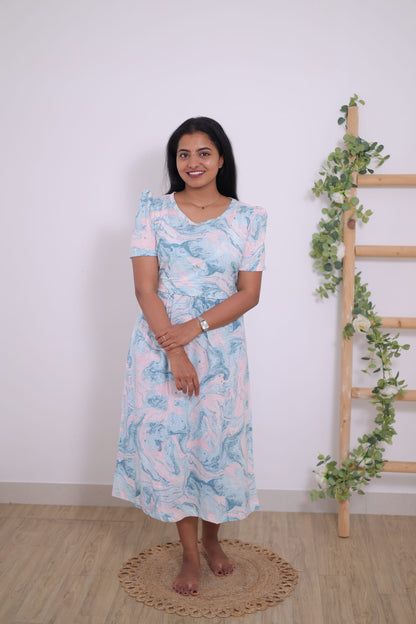 Ocean Swirl | Zipless  Maternity Maxi | Calf Length