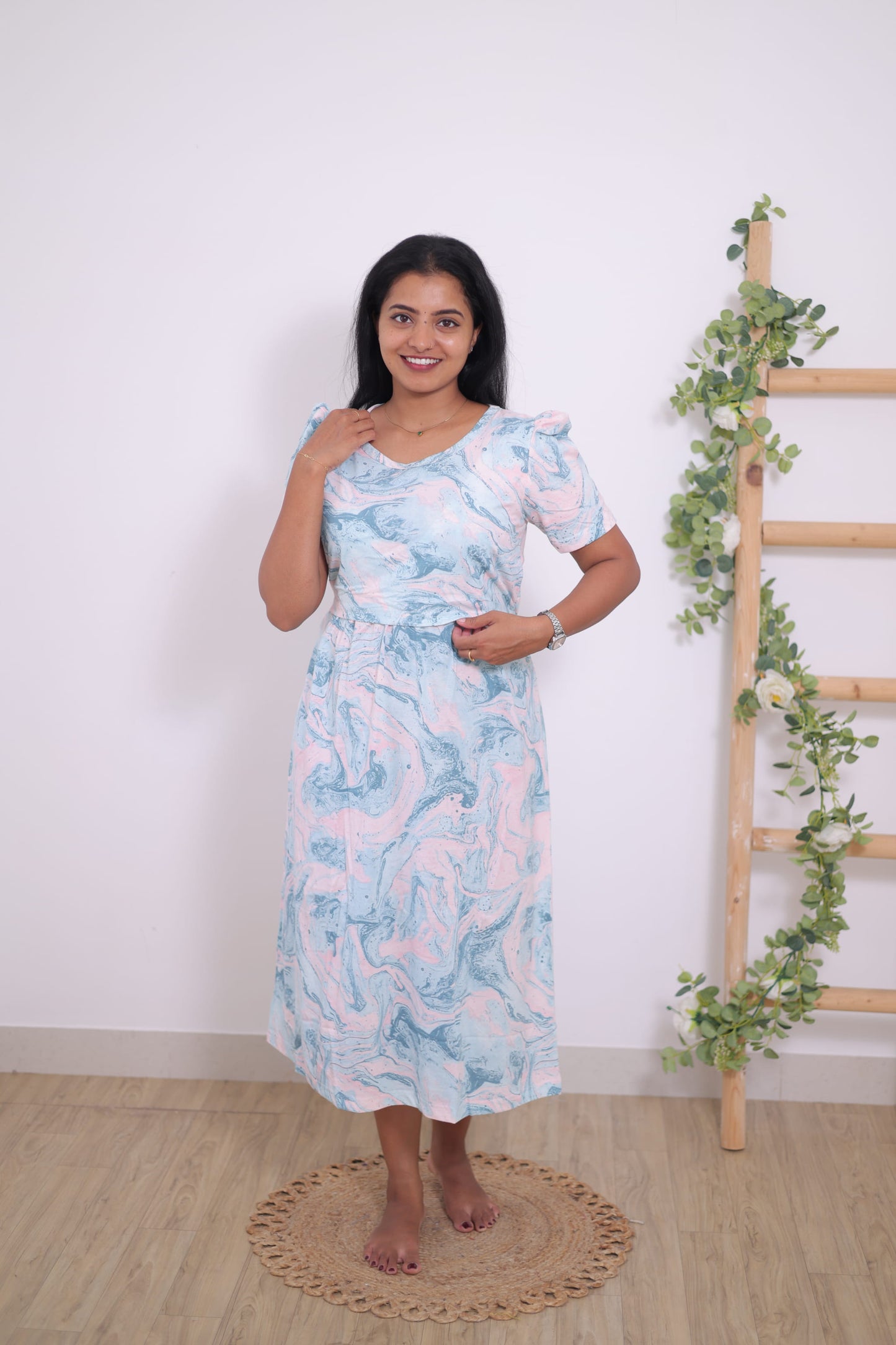 Ocean Swirl | Zipless  Maternity Maxi | Calf Length