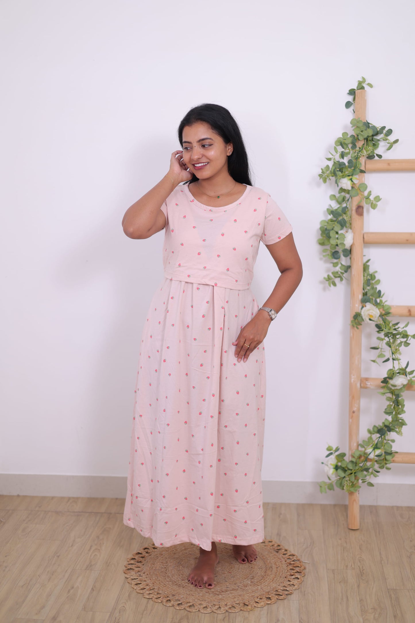 Pink Meadow | Zipless Maternity Maxi | Full Length
